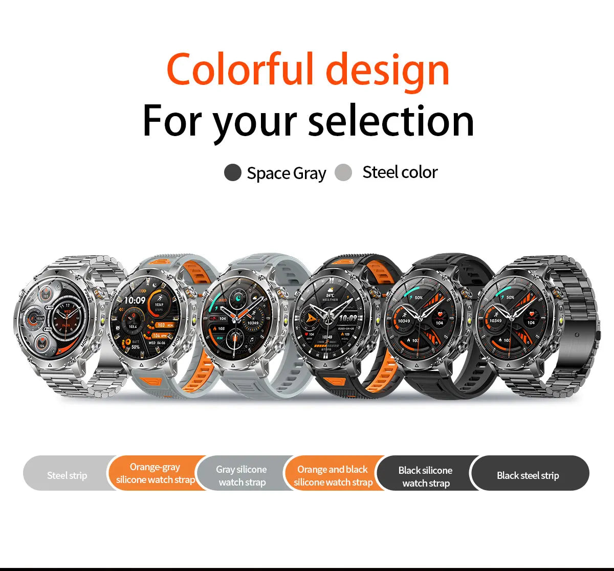 Newly Durable 1400mAh Large Battery Smart Watch Men 1.7" HD Screen IP68K Waterproof LED Flashlight Sports BT Call Smart Bracelet