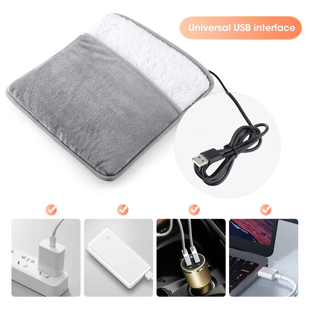 Electric USB Foot Heating Pad – Soft Plush Washable Foot Warmer