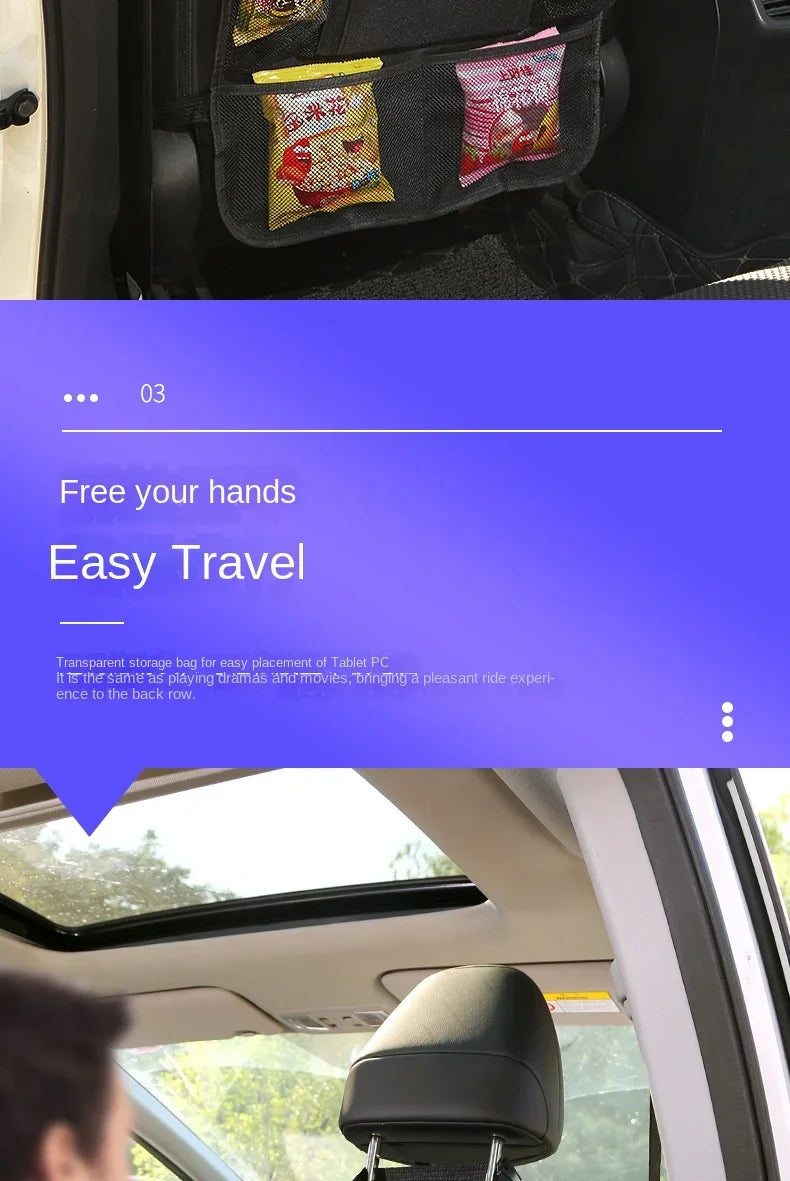 Car Backseat Organizer with Tablet Holder - Multi-Pocket Storage & Seat Protector for Kids/Pets
