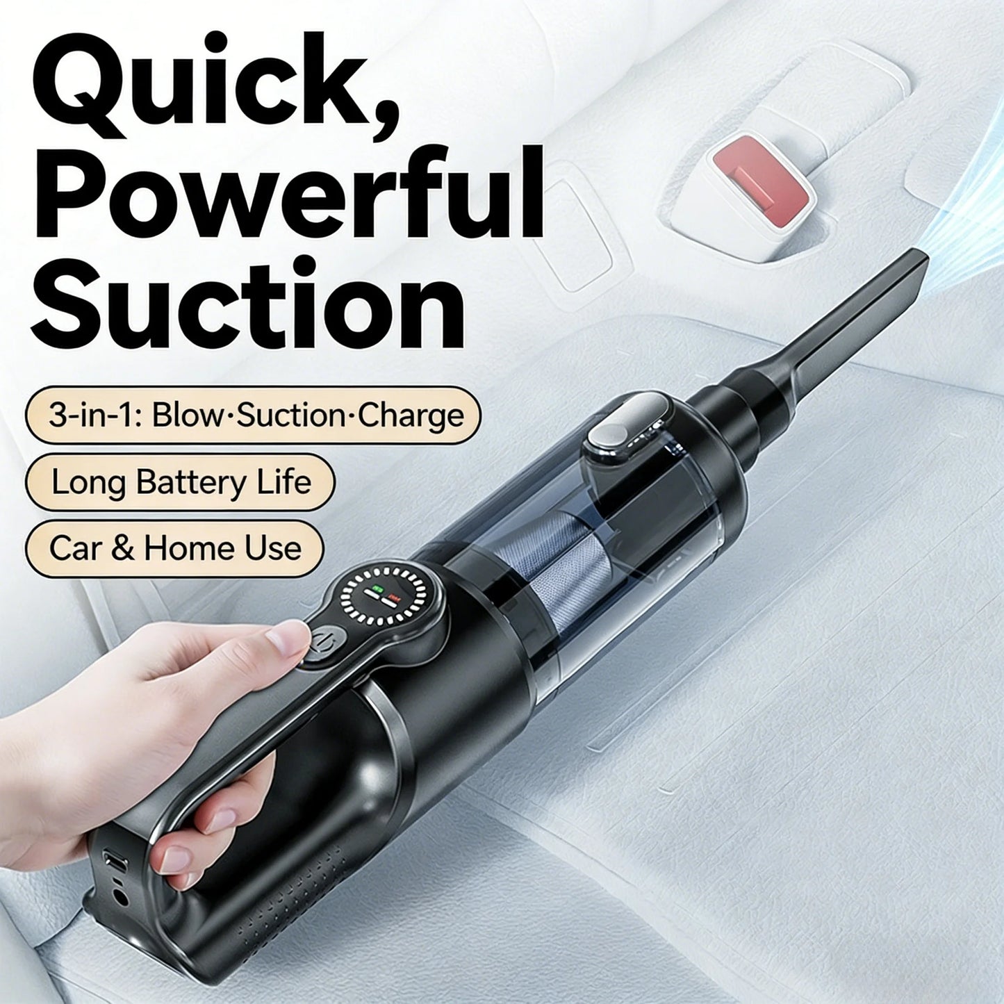 NovaPrime F16 Portable Car Vacuum Cleaner – 17,000PA Wireless Handheld with Dust Dump