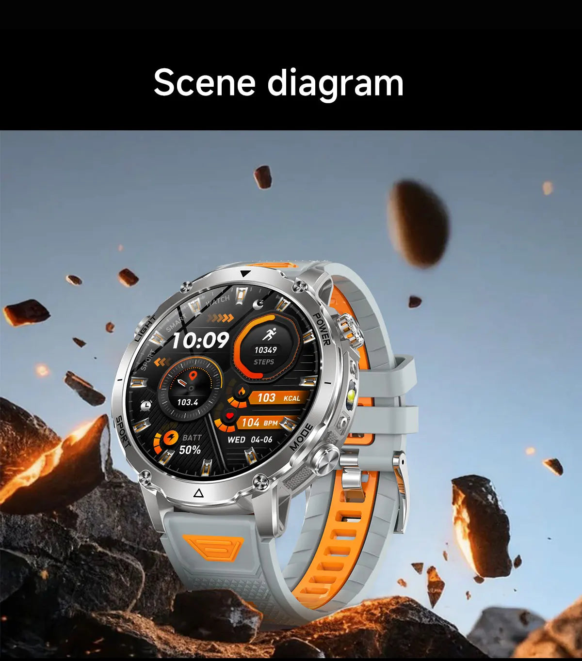 Newly Durable 1400mAh Large Battery Smart Watch Men 1.7" HD Screen IP68K Waterproof LED Flashlight Sports BT Call Smart Bracelet