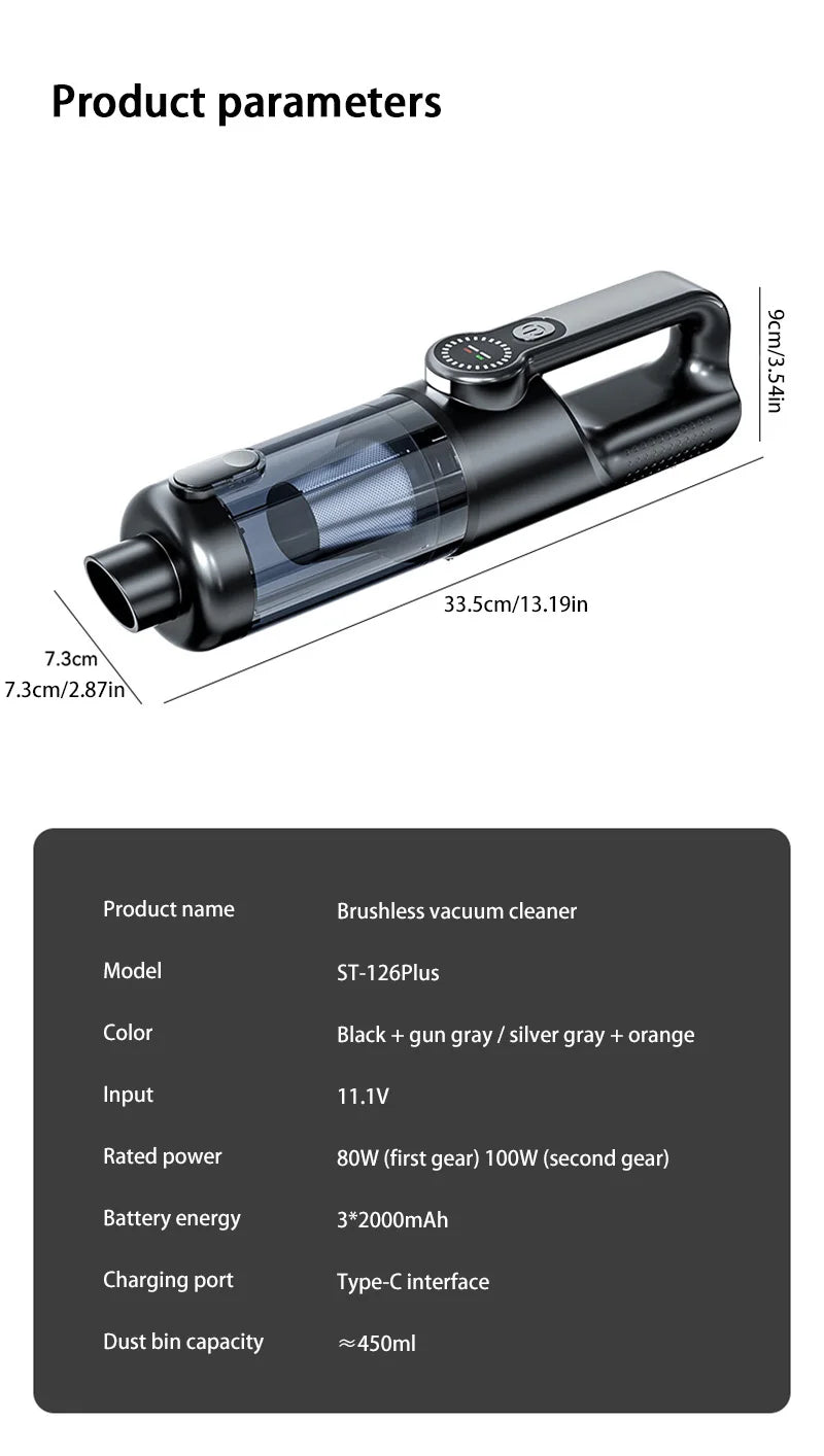 NovaPrime F16 Portable Car Vacuum Cleaner – 17,000PA Wireless Handheld with Dust Dump