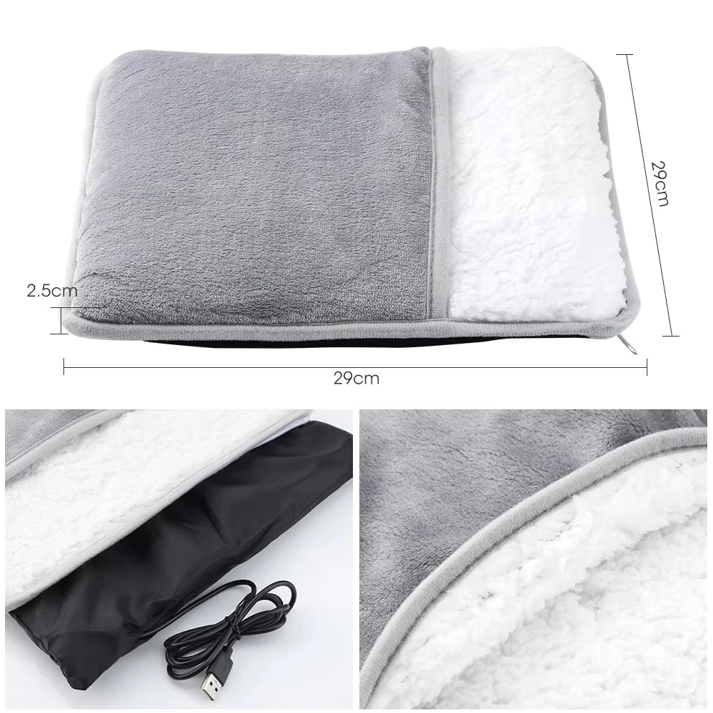 Electric USB Foot Heating Pad – Soft Plush Washable Foot Warmer