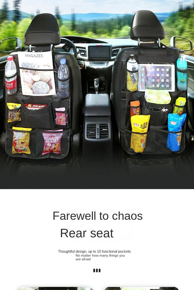 Car Backseat Organizer with Tablet Holder - Multi-Pocket Storage & Seat Protector for Kids/Pets