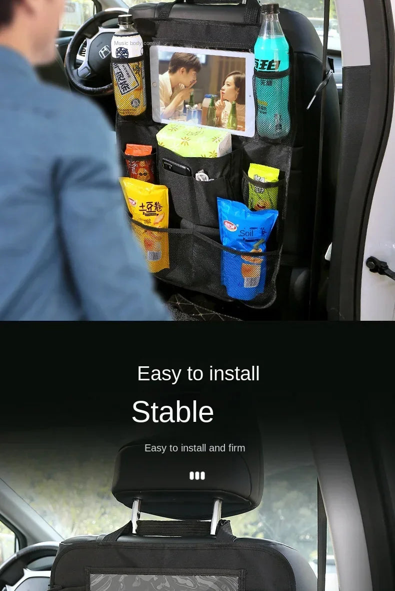 Car Backseat Organizer with Tablet Holder - Multi-Pocket Storage & Seat Protector for Kids/Pets