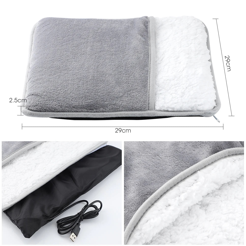 Electric USB Foot Heating Pad – Soft Plush Washable Foot Warmer