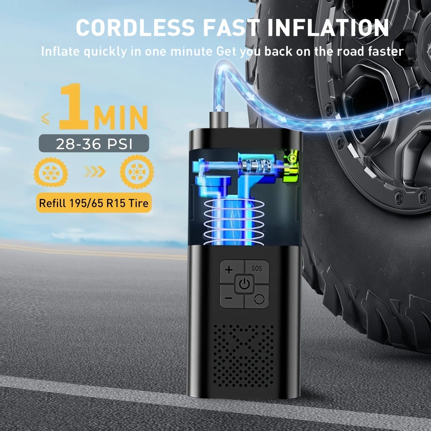 150PSI Cordless Tyre Inflator & Air Compressor